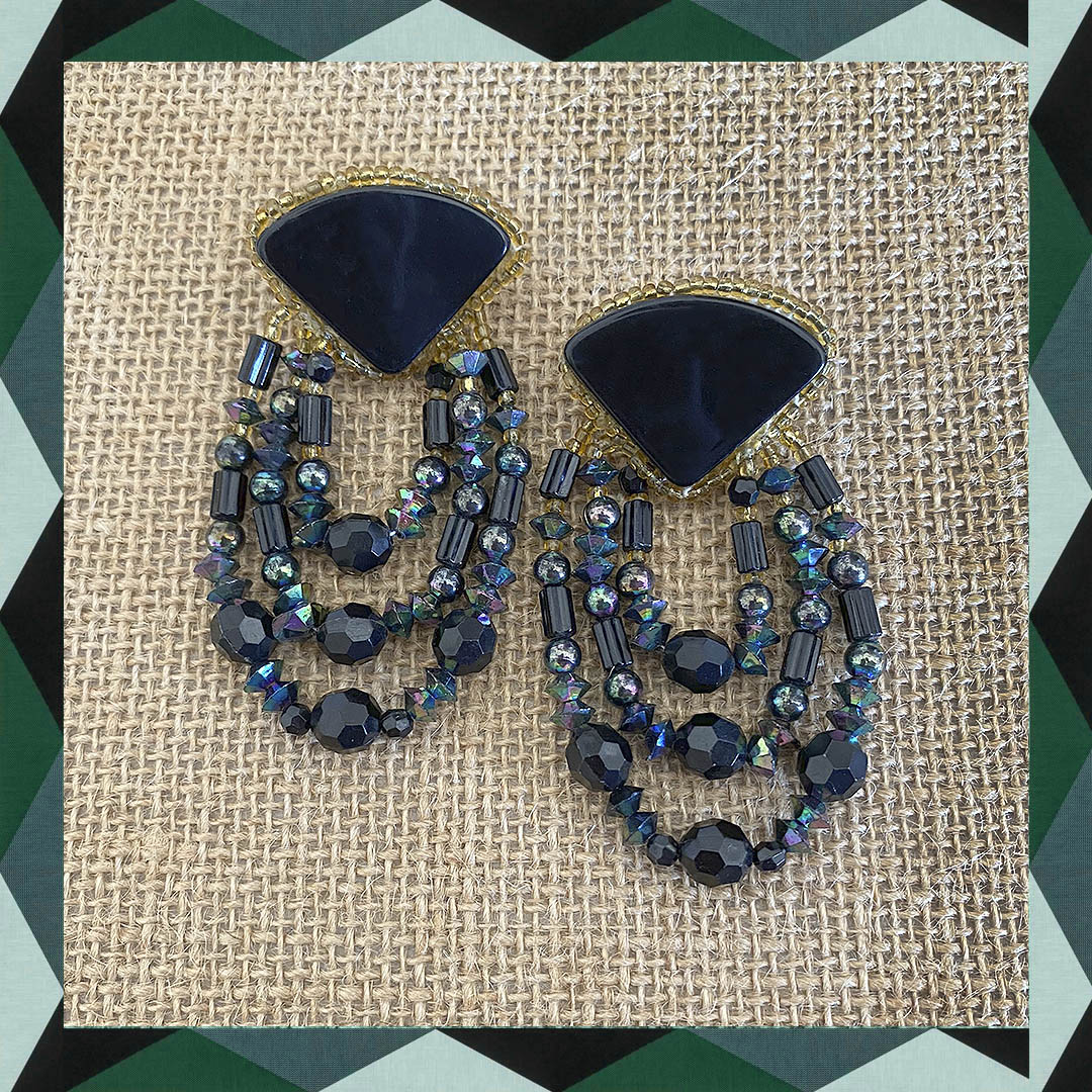 Black earrings with beads