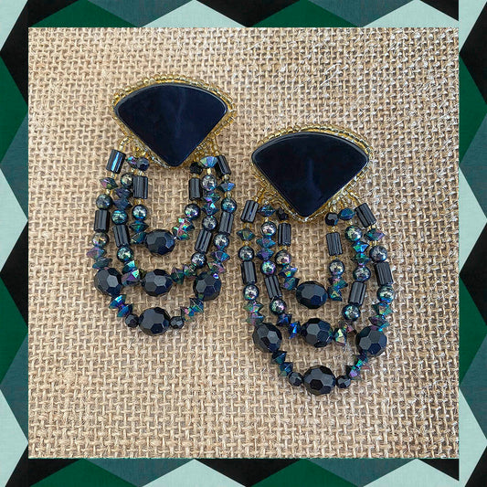 Black earrings with beads