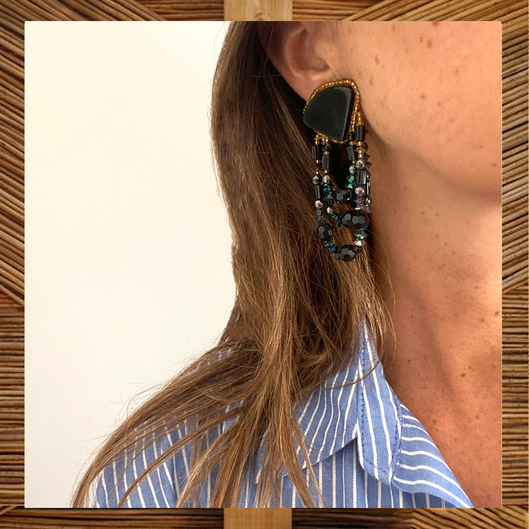 Black earrings with beads